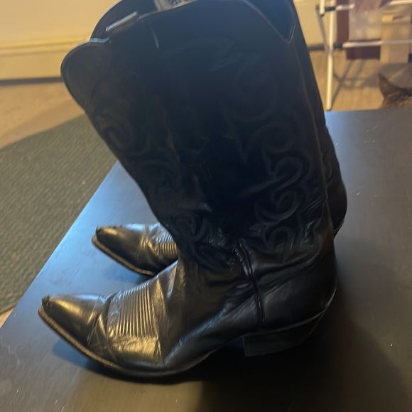 Black leather handmade boots, size 10.5. Used condition in good shape. - Picture 2 of 3